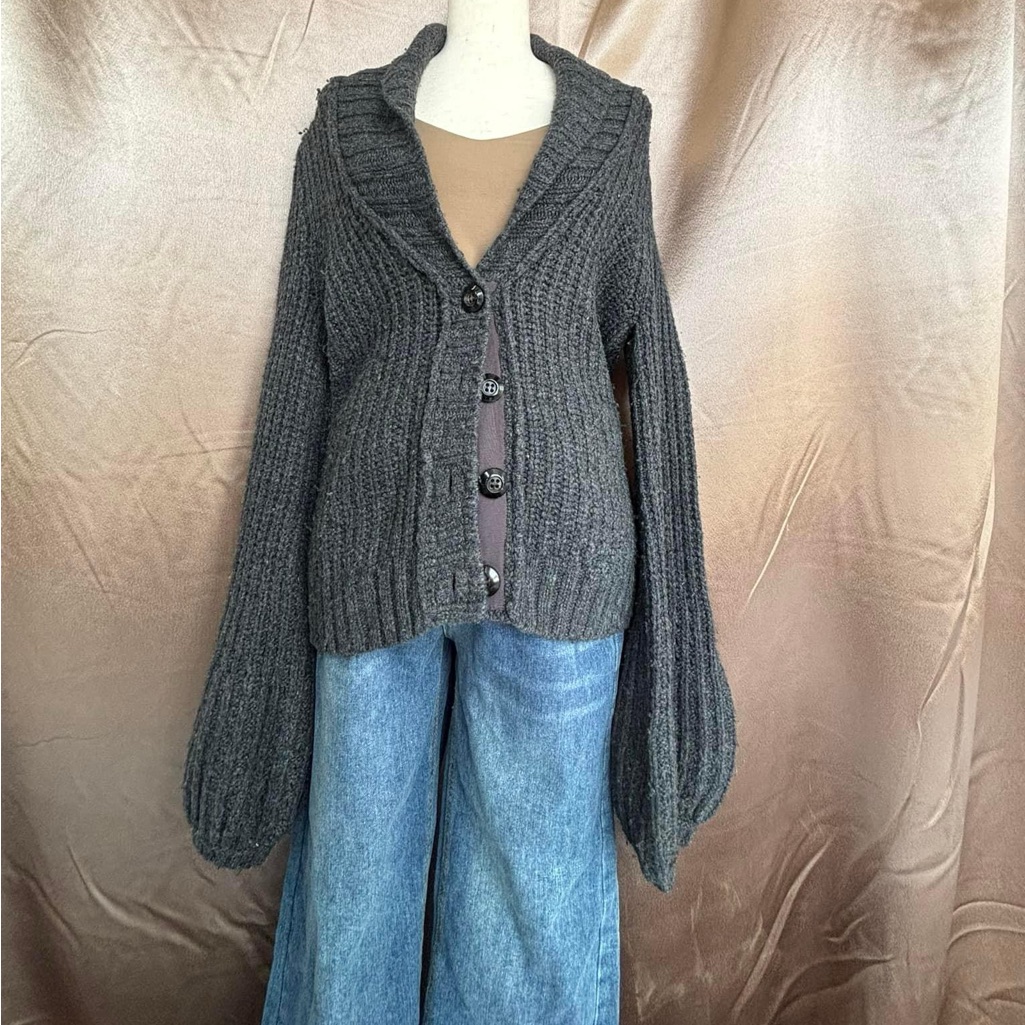 Lucky Brand Charcoal Button-Up Sweater